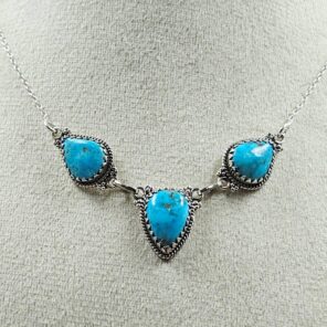 Blue Ridge Turquoise 16+2" 925 Sterling Silver Necklace (REXT76-274)