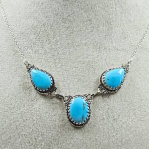 Blue Ridge Turquoise 16+2" 925 Sterling Silver Necklace (REXT76-277)