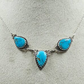 Blue Ridge Turquoise 16+2" 925 Sterling Silver Necklace (REXT76-278)