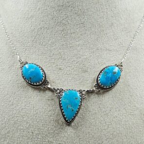 Blue Ridge Turquoise 16+2" 925 Sterling Silver Necklace (REXT76-279)