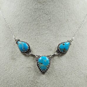 Blue Ridge Turquoise 16+2" 925 Sterling Silver Necklace (REXT76-280)