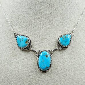 Blue Ridge Turquoise 16+2" 925 Sterling Silver Necklace (REXT76-273)