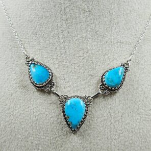 Blue Ridge Turquoise 16+2" 925 Sterling Silver Necklace (REXT76-281)