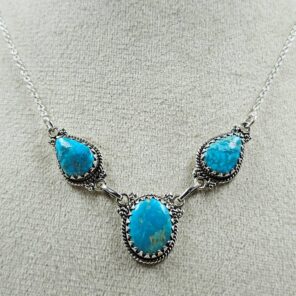 Blue Ridge Turquoise 16+2" 925 Sterling Silver Necklace (REXT76-282)