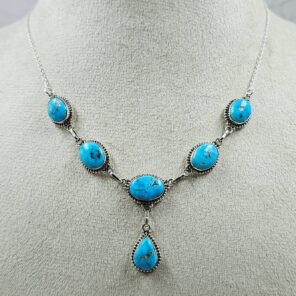 Blue Ridge Turquoise 18+2" 925 Sterling Silver Necklace (REXT76-283)