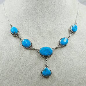 Blue Ridge Turquoise 18+2" 925 Sterling Silver Necklace (REXT76-284)
