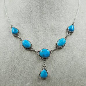 Blue Ridge Turquoise 18+2" 925 Sterling Silver Necklace (REXT76-285)