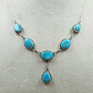 Blue Ridge Turquoise 18+2" 925 Sterling Silver Necklace (REXT76-287)