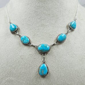 Blue Ridge Turquoise 18+2" 925 Sterling Silver Necklace (REXT76-288)