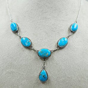 Blue Ridge Turquoise 18+2" 925 Sterling Silver Necklace (REXT76-289)