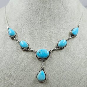 Blue Ridge Turquoise 18+2" 925 Sterling Silver Necklace (REXT76-290)