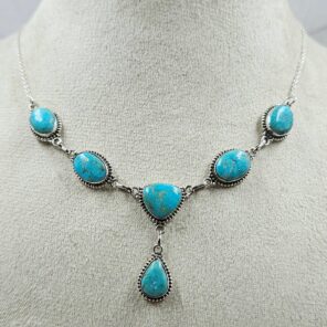 Blue Ridge Turquoise 18+2" 925 Sterling Silver Necklace (REXT76-291)