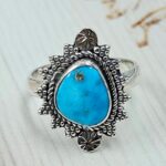 White Water Turquoise Size US 7 925 Sterling Silver Ring (REXT163-148)