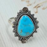 White Water Turquoise Size US 9 925 Sterling Silver Ring (REXT163-155)