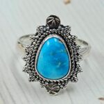 White Water Turquoise Size US 8 925 Sterling Silver Ring (REXT163-154)