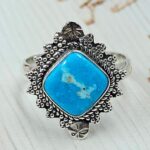 White Water Turquoise Size US 8 925 Sterling Silver Ring (REXT163-153)
