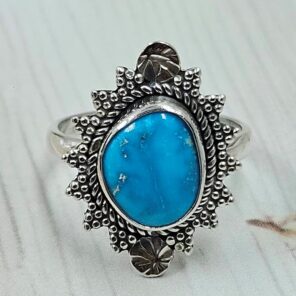 White Water Turquoise Size US 6 925 Sterling Silver Ring (REXT163-151)