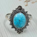 White Water Turquoise Size US 9 925 Sterling Silver Ring (REXT163-156)