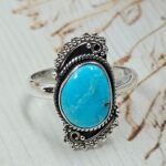 White Water Turquoise Size US 10 925 Sterling Silver Ring (REXT163-127)