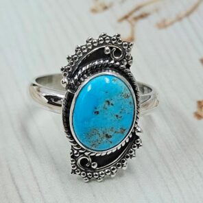 White Water Turquoise Size US 7 925 Sterling Silver Ring (REXT163-117)