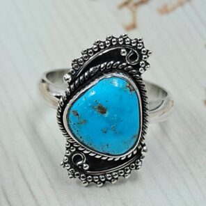 White Water Turquoise Size US 7 925 Sterling Silver Ring (REXT163-111)