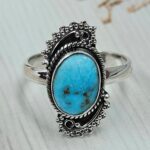 White Water Turquoise Size US 9 925 Sterling Silver Ring (REXT163-123)
