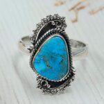 White Water Turquoise Size US 8 925 Sterling Silver Ring (REXT163-118)
