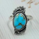 White Water Turquoise Size US 6 925 Sterling Silver Ring (REXT163-110)