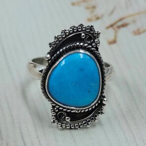 White Water Turquoise Size US 6 925 Sterling Silver Ring (REXT163-109)