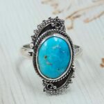 White Water Turquoise Size US 7 925 Sterling Silver Ring (REXT163-116)