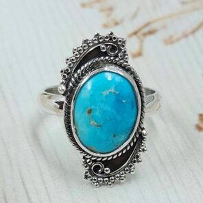 White Water Turquoise Size US 7 925 Sterling Silver Ring (REXT163-116)