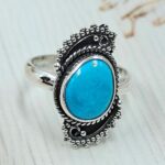 White Water Turquoise Size US 7 925 Sterling Silver Ring (REXT163-114)