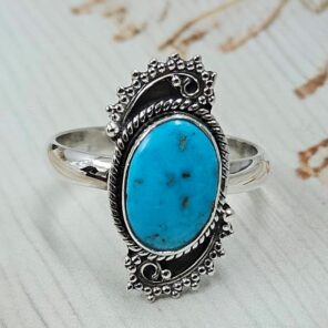 White Water Turquoise Size US 7 925 Sterling Silver Ring (REXT163-113)