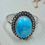 White Water Turquoise Size US 7 925 Sterling Silver Ring (REXT163-140)
