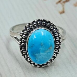 White Water Turquoise Size US 7 925 Sterling Silver Ring (REXT163-140)