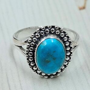 White Water Turquoise Size US 6 925 Sterling Silver Ring (REXT163-147)