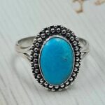 White Water Turquoise Size US 8 925 Sterling Silver Ring (REXT163-139)