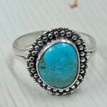 White Water Turquoise Size US 8 925 Sterling Silver Ring (REXT163-137)