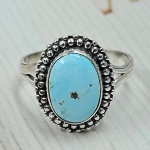 White Water Turquoise Size US 8 925 Sterling Silver Ring (REXT163-134)