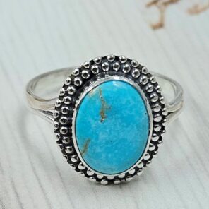 White Water Turquoise Size US 9 925 Sterling Silver Ring (REXT163-132)