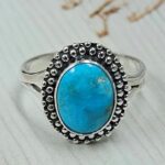 White Water Turquoise Size US 8 925 Sterling Silver Ring (REXT163-135)