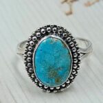White Water Turquoise Size US 7 925 Sterling Silver Ring (REXT163-143)
