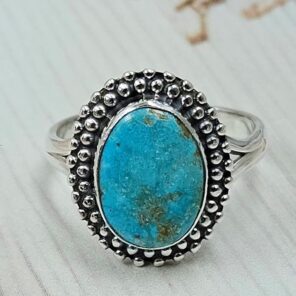 White Water Turquoise Size US 7 925 Sterling Silver Ring (REXT163-143)