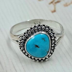 White Water Turquoise Size US 10 925 Sterling Silver Ring (REXT163-130)