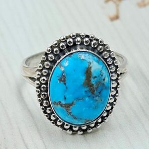 White Water Turquoise Size US 7 925 Sterling Silver Ring (REXT163-141)