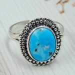 White Water Turquoise Size US 8 925 Sterling Silver Ring (REXT163-136)