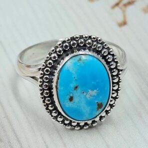 White Water Turquoise Size US 8 925 Sterling Silver Ring (REXT163-136)