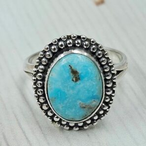 White Water Turquoise Size US 6 925 Sterling Silver Ring (REXT163-146)
