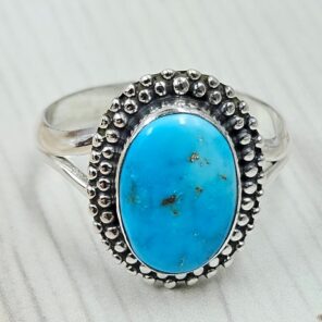 White Water Turquoise Size US 9 925 Sterling Silver Ring (REXT163-133)