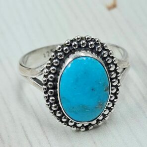 White Water Turquoise Size US 8 925 Sterling Silver Ring (REXT163-138)